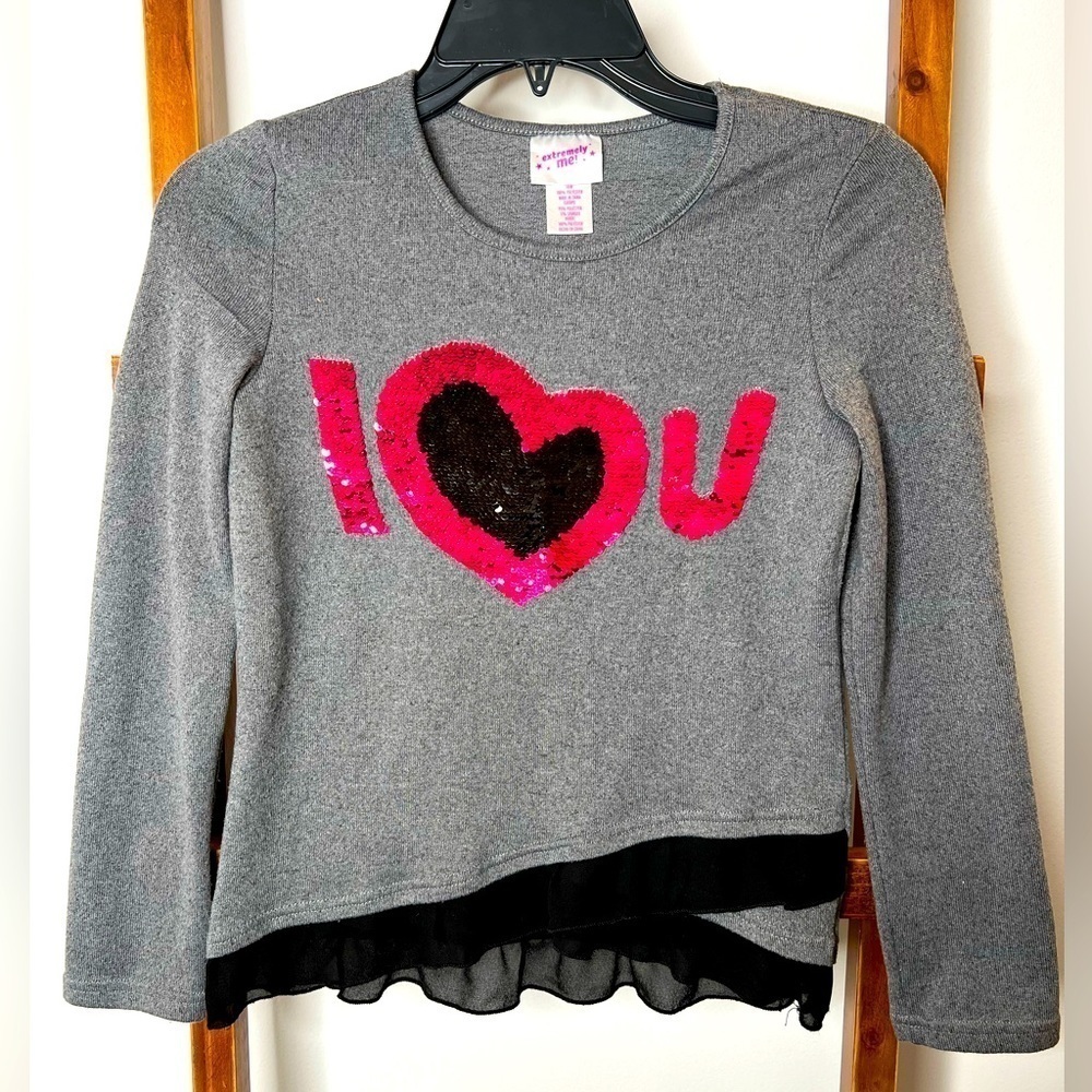 Girls 10/12 Extremely Me reversible sequin sweater